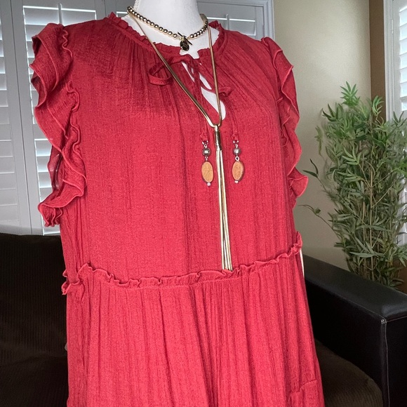 Indigo Rose Red Ruffle Dress - Picture 10 of 13